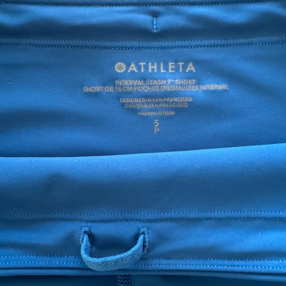 Athleta Salutation Stash High Rise Teal High-Rise Bike Shorts Small Petite - Picture 11 of 11
